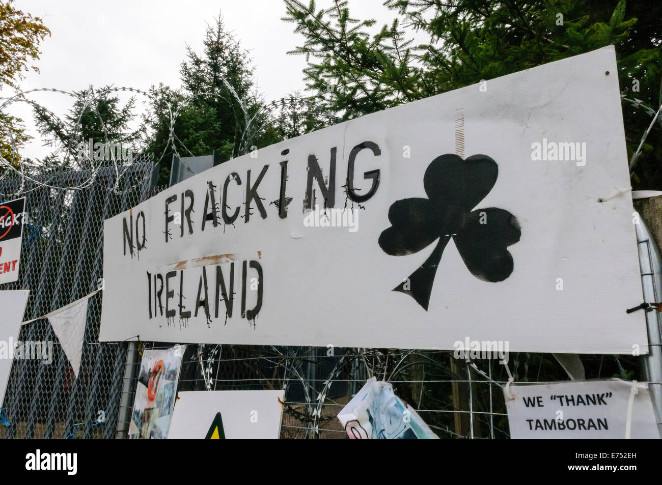Belcoo, Northern Ireland. 2nd September 2014 - Anti-Fracking campaign at quarry owned by Tamboran Stock Photo