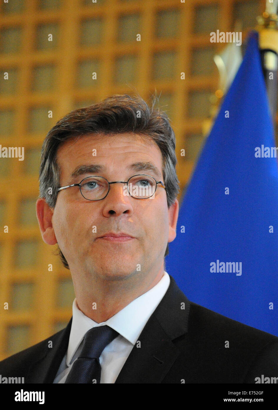 Portrait of Arnaud Montebourg, former French Economy minister and vocal supporter of 'made in France' and partial protectionism Stock Photo