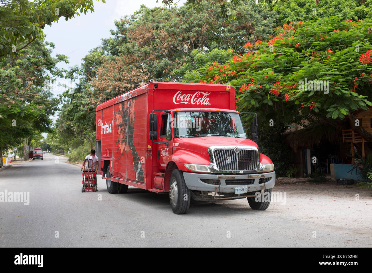 Coca Cola van delivering Mexico Stock Photo