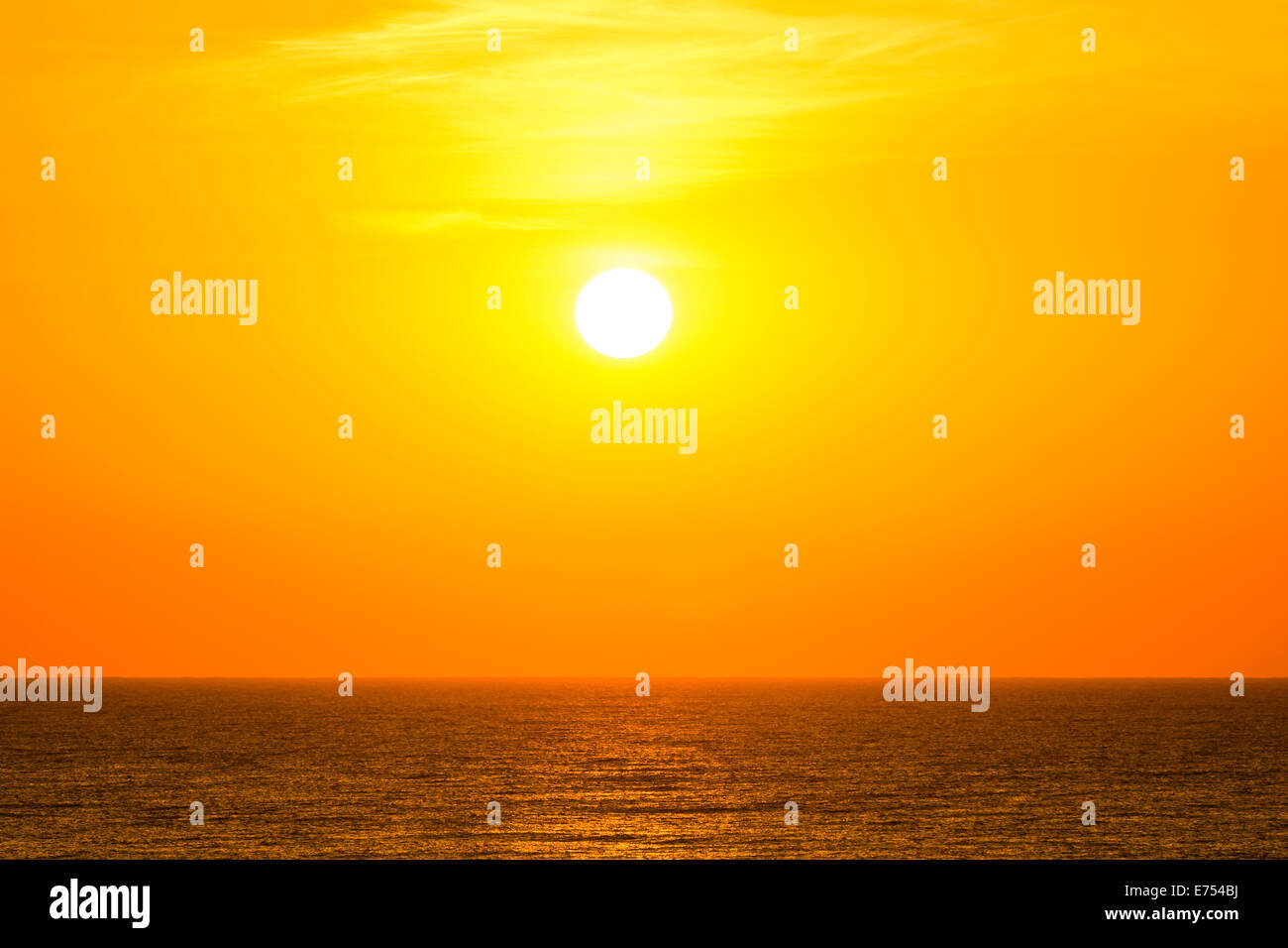 Morning Sunrise Sky Over The Ocean Stock Photo