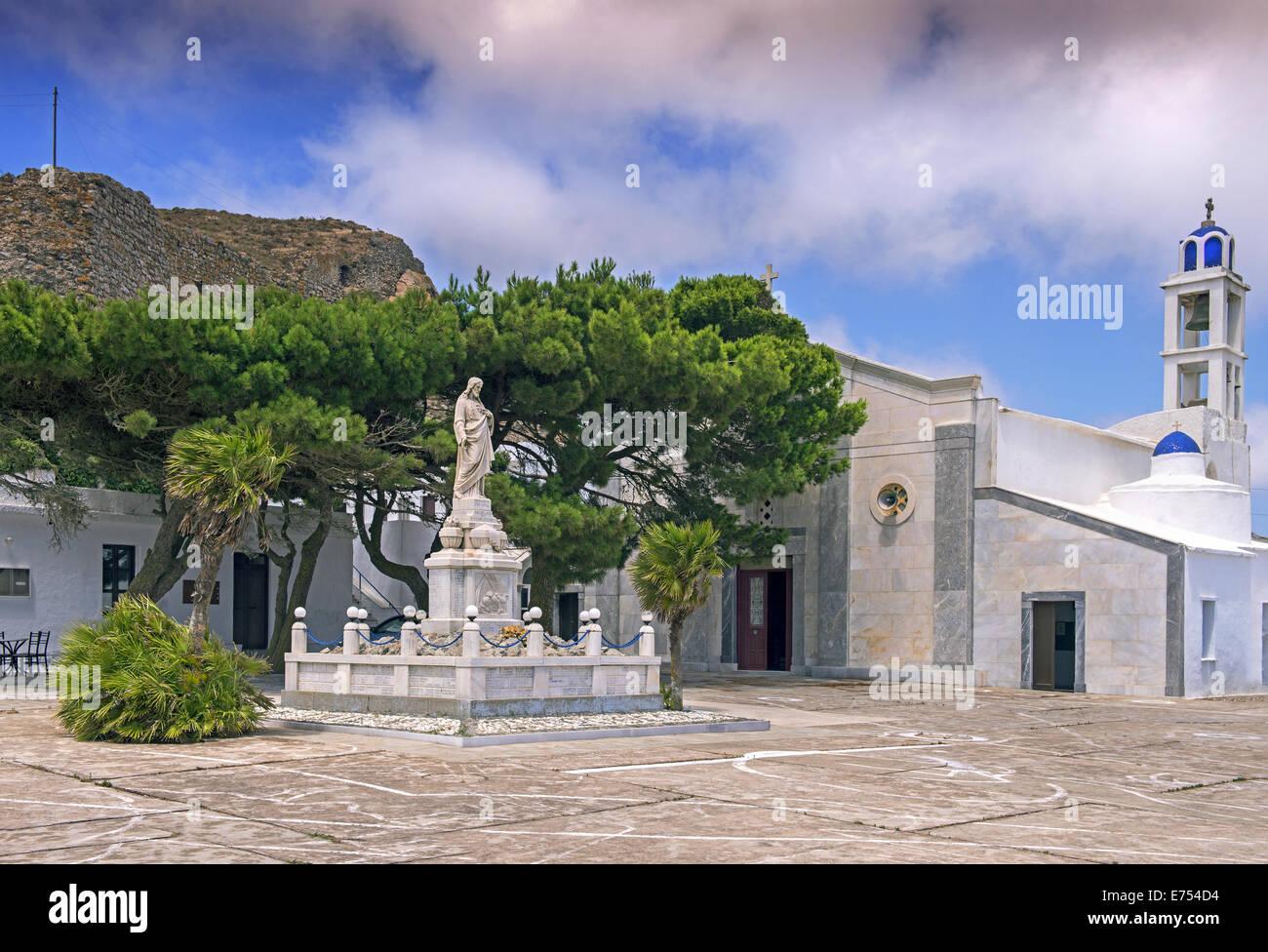 The Christian Roman Catholic convent of the Sacred Heart of Jesus at Exomvourgo area, in Tinos island, Cyclades, Greece Stock Photo