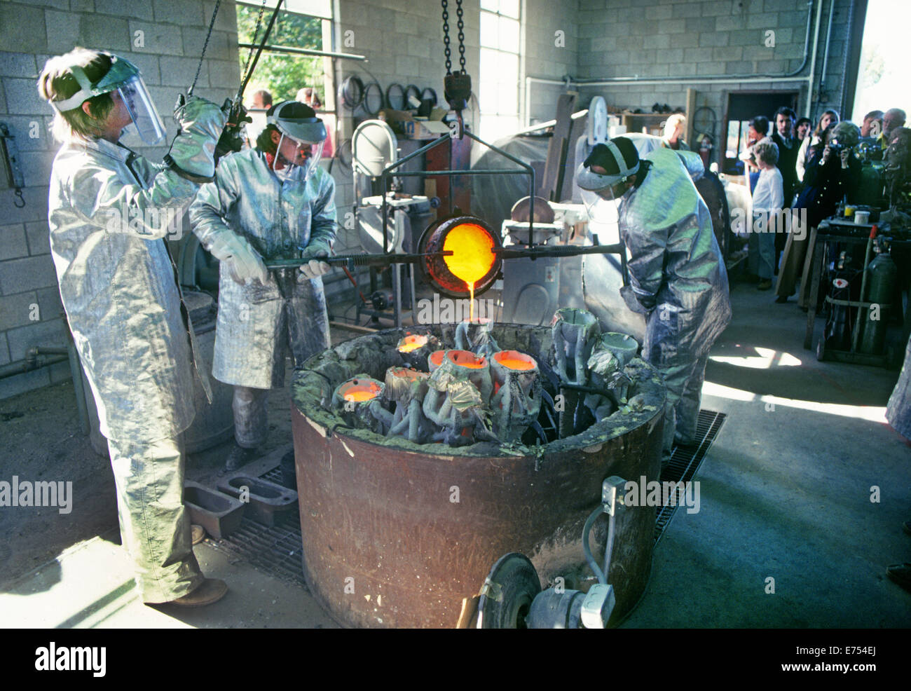 Workers pour bronze into a sculpture at Shidoni Foundry in Santa Fe