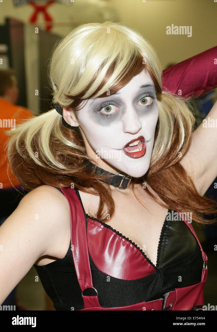 Salt Lake City, CA. 6th Sep, 2014. Fan dressed in Harley Quinn costume in attendance for Salt Lake COMICON 2014 - SAT, Salt Palace Convention Center, Salt Lake City, CA September 6, 2014. Credit:  James Atoa/Everett Collection/Alamy Live News Stock Photo