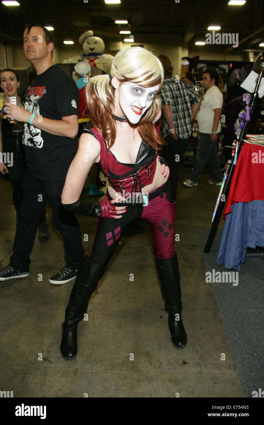 Salt Lake City, CA. 6th Sep, 2014. Fan dressed in Harley Quinn costume in attendance for Salt Lake COMICON 2014 - SAT, Salt Palace Convention Center, Salt Lake City, CA September 6, 2014. Credit:  James Atoa/Everett Collection/Alamy Live News Stock Photo