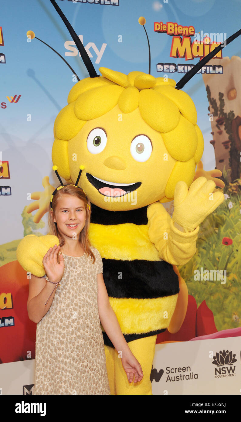 Munich, Germany. 07th Sep, 2014. Voice actress Nina Schatton (voice of 'Biene  Maja') at the world premiere of the movie 'Die Biene Maja' (engl. 'The bee  Maja') in Munich, Germany, 07 September