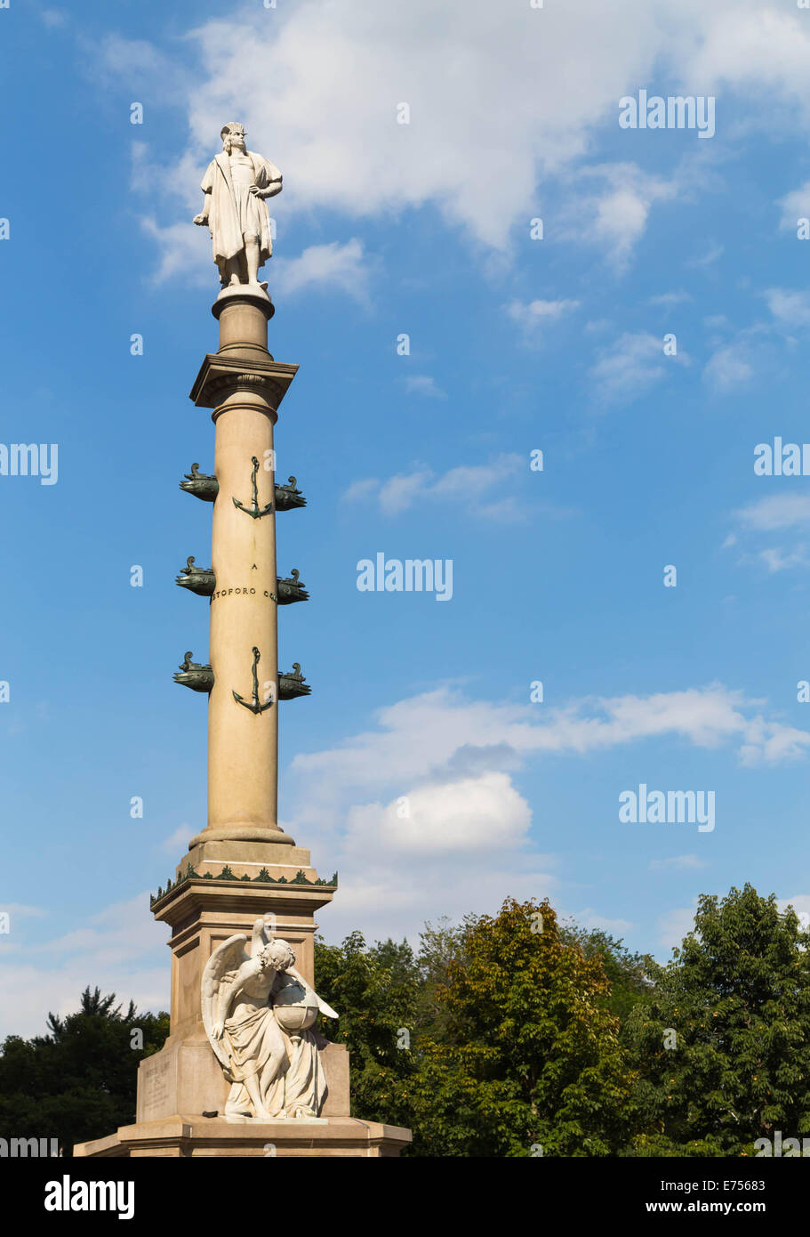 The Columbus Circle Monument during the day with copy space Stock Photo