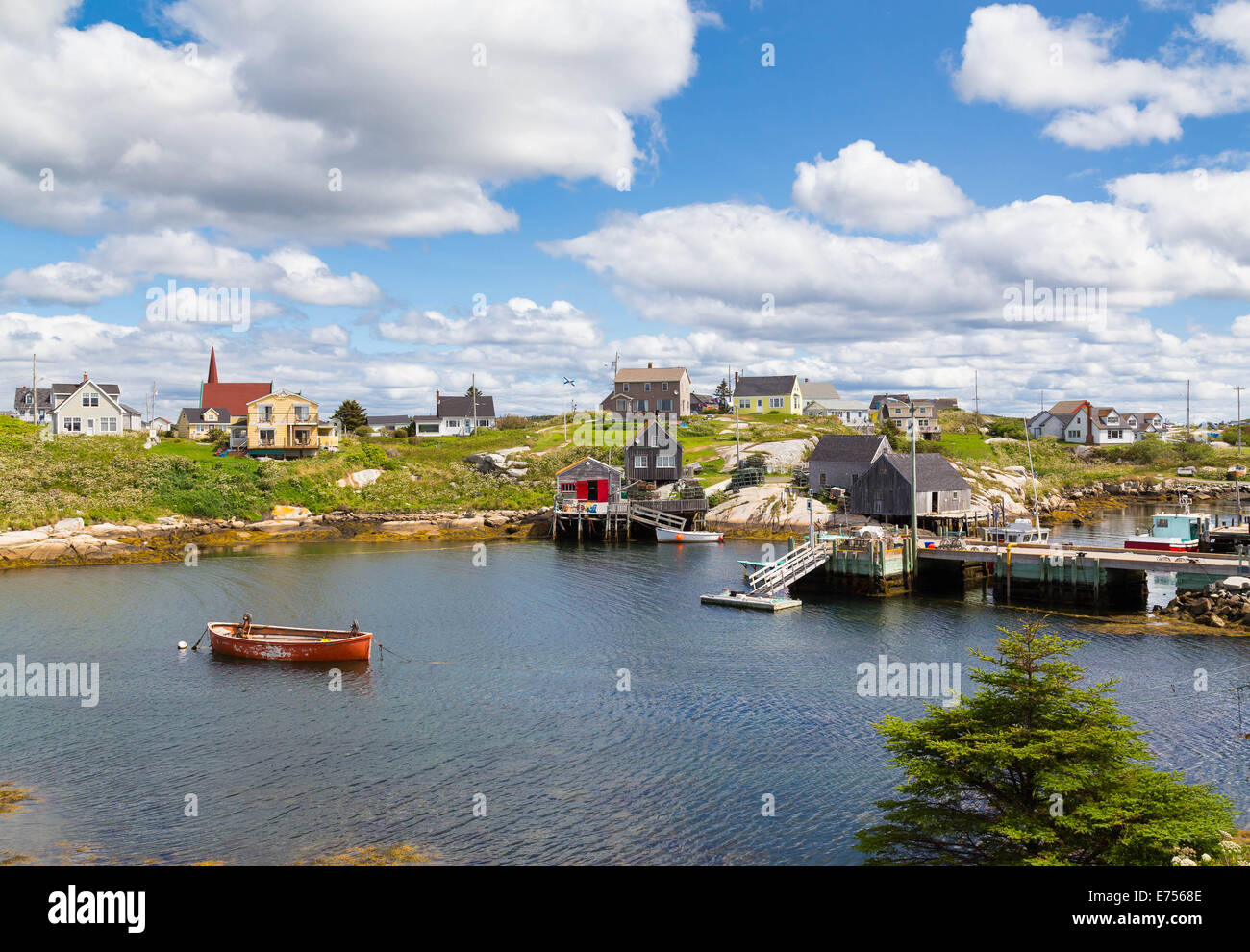 Various buildings in Peggy's Cove Stock Photo