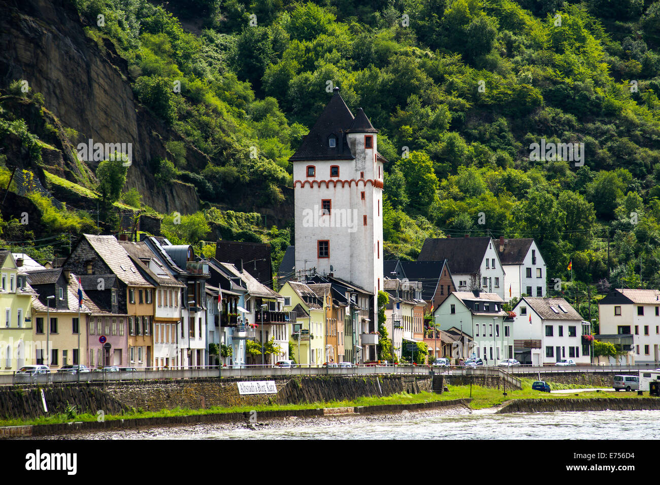 Riverbank of Old Town (Altstadt) ,The Romantic Rhine Valley ,Germany , Europe Stock Photo
