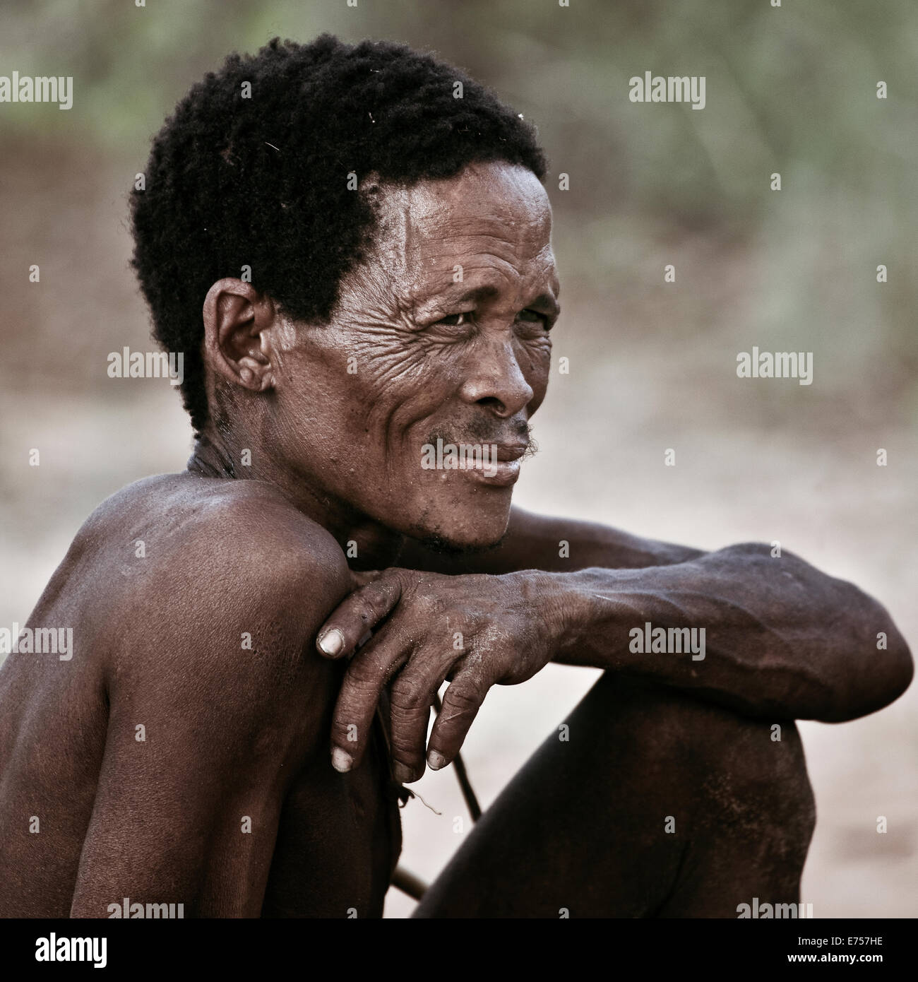 African Kalahari tribesman Stock Photo