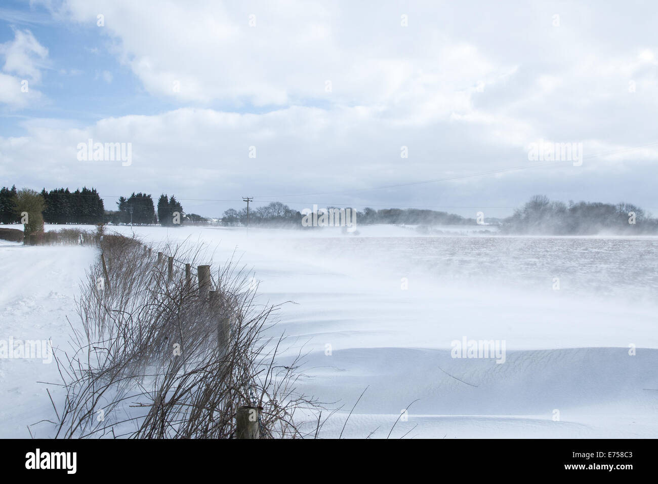 Snow in Kent, UK Stock Photo