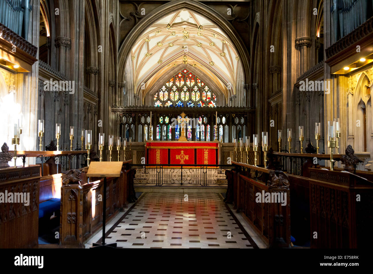 View of the Lady Chapel from the Choir & Chancel at St Mary Redcliffe Church, Bristol, England, UK. Stock Photo