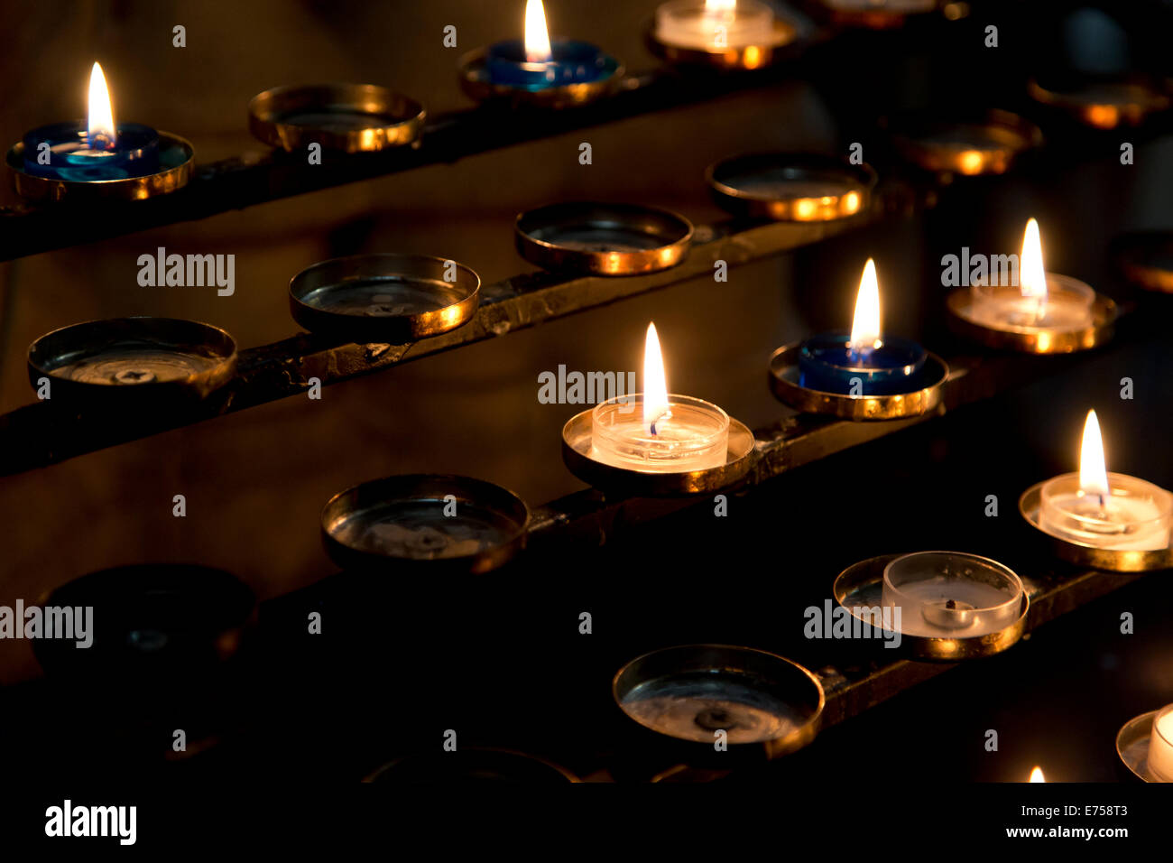 Votive candle racks at St Mary Redcliffe Church, Bristol, England, UK