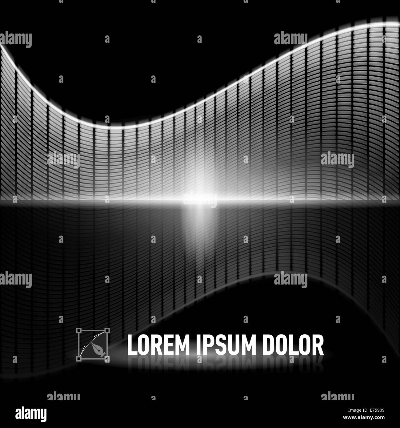 Luminous black-and-white background with digital music equalizer Stock Photo