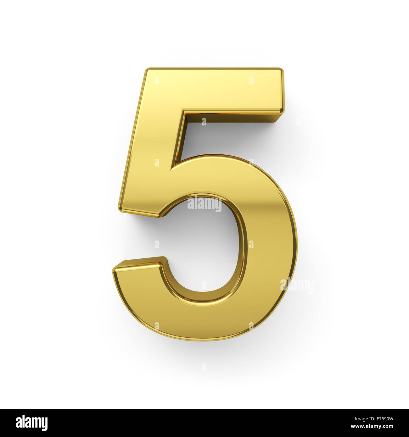 3d render of golden digit five simbol - 5. Isolated on white background ...