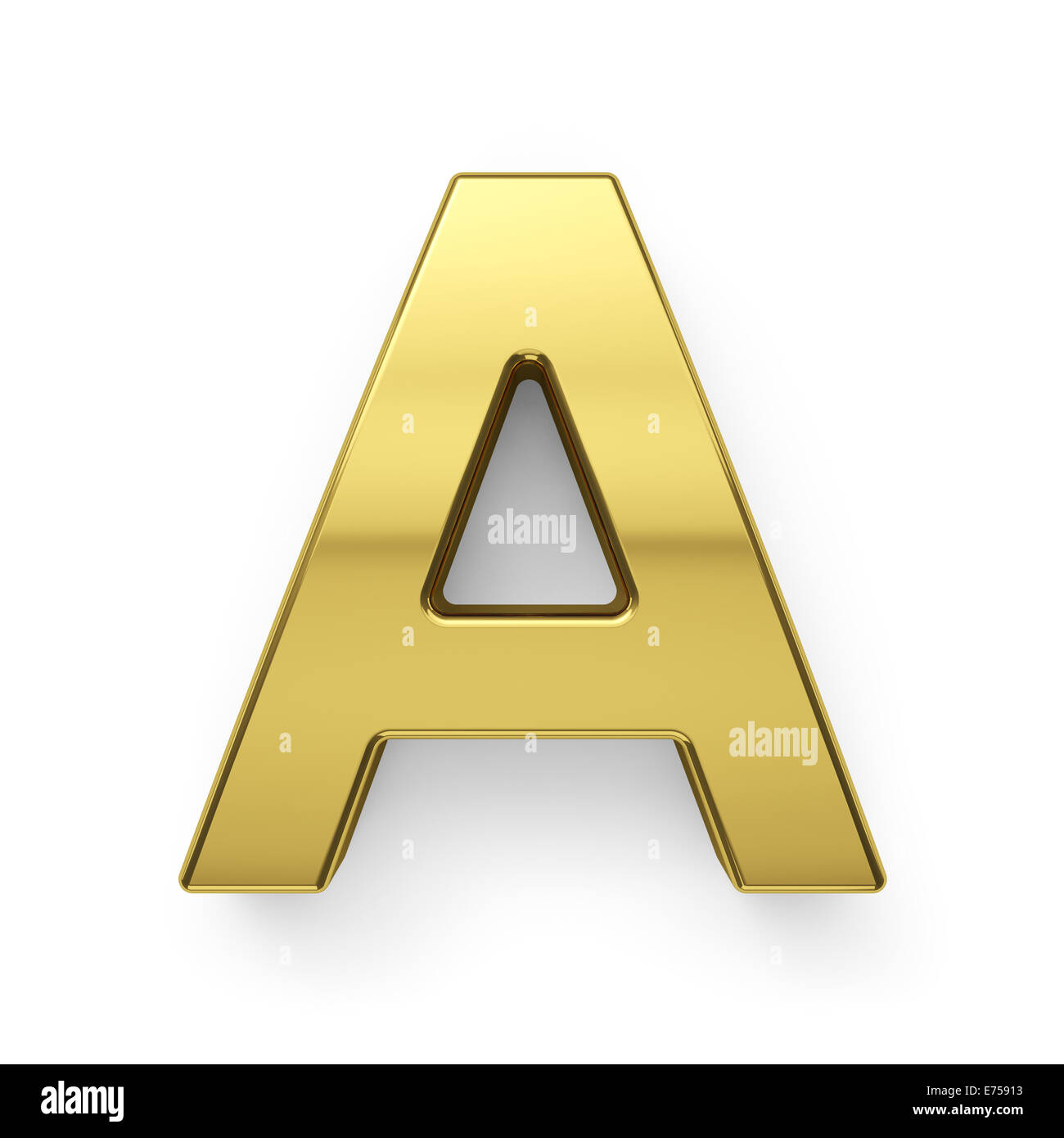 3d render of golden alphabet letter simbol - A. Isolated on white background Stock Photo