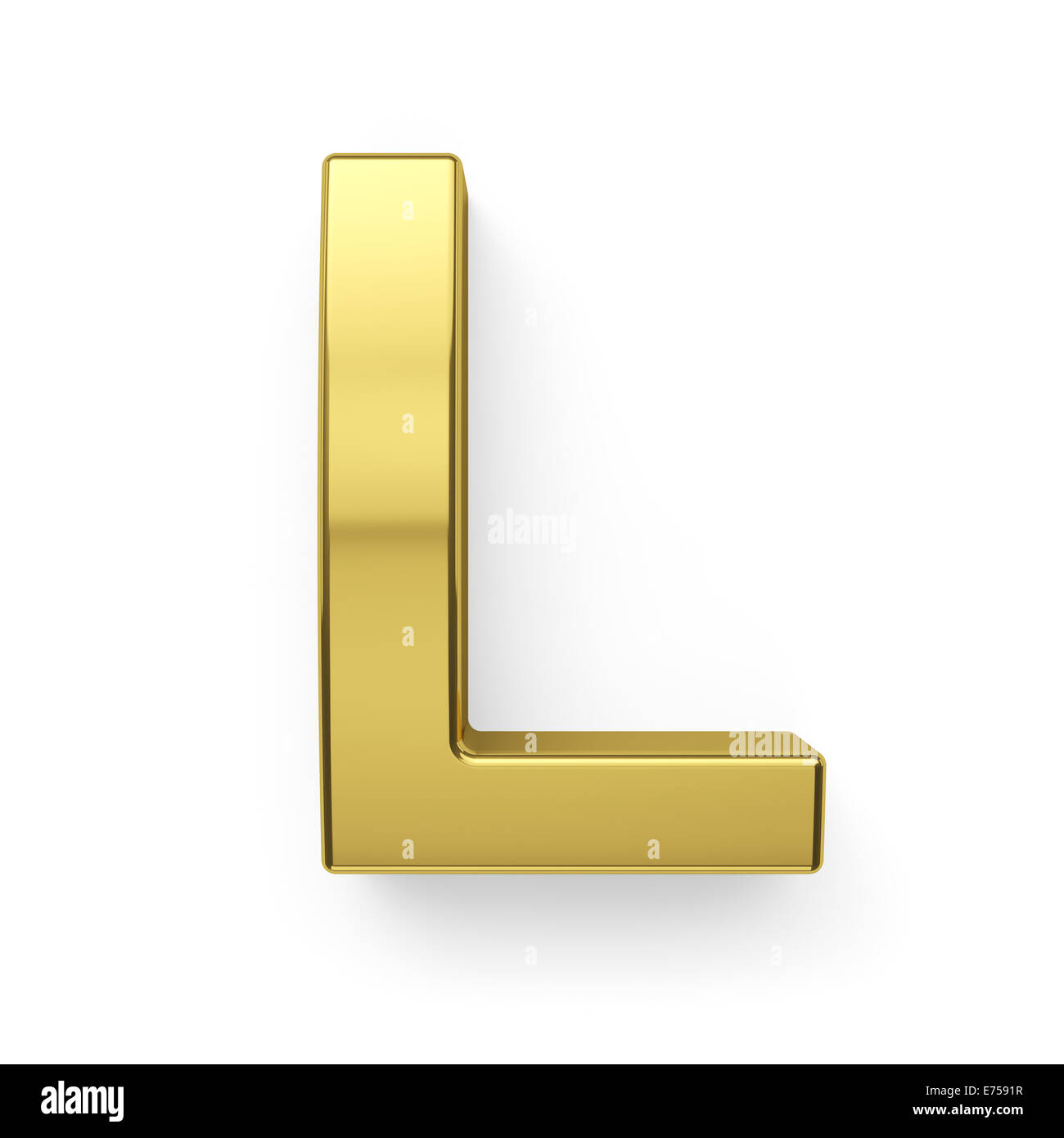 3d render of golden alphabet letter simbol - L. Isolated on white  background Stock Photo - Alamy