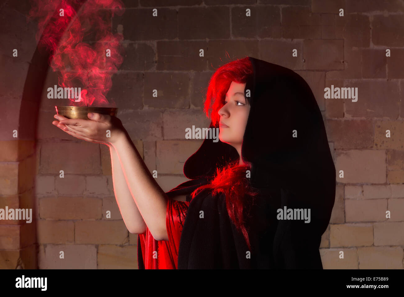 Closeup of a beautiful sorceress in gothic style Stock Photo