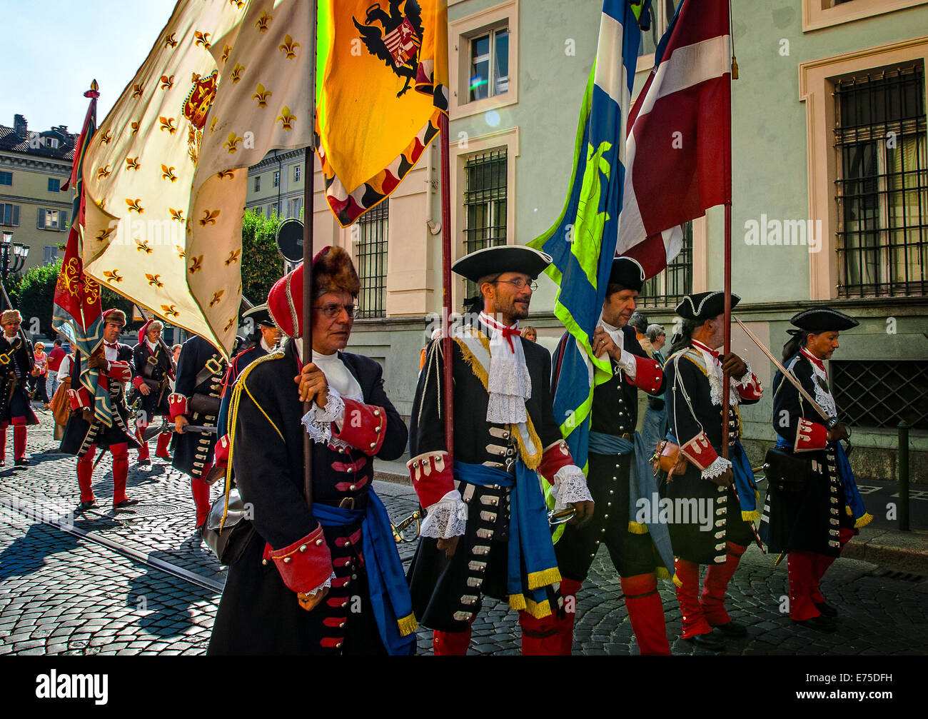 Italy Piedmont Turin 06th September 2014 reenactment of the siege of Turin in 1706 - The parade Stock Photo