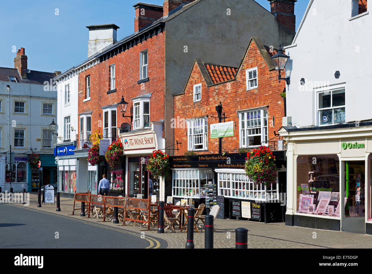 Shops in the Market Square, Knaresborough, North Yorkshire, England UK