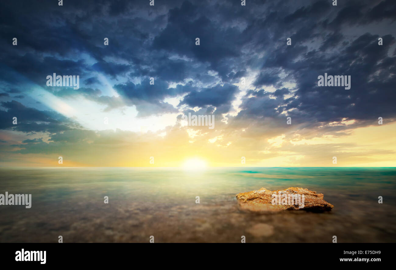Panoramic dramatic sunset sky and tropical sea at dusk Stock Photo - Alamy