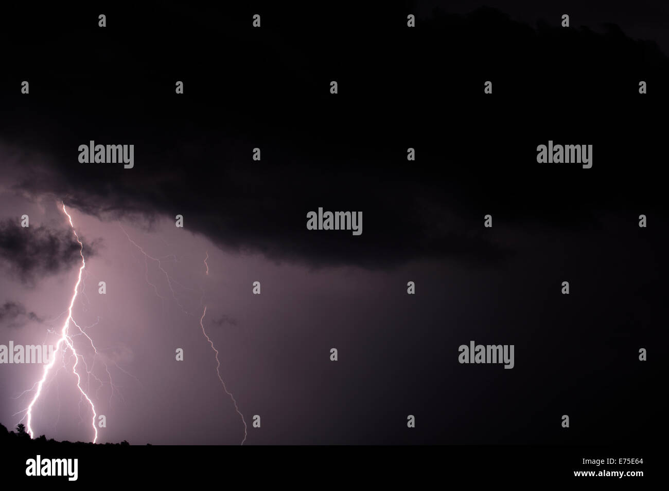 Lightning Strike at night. Stock Photo