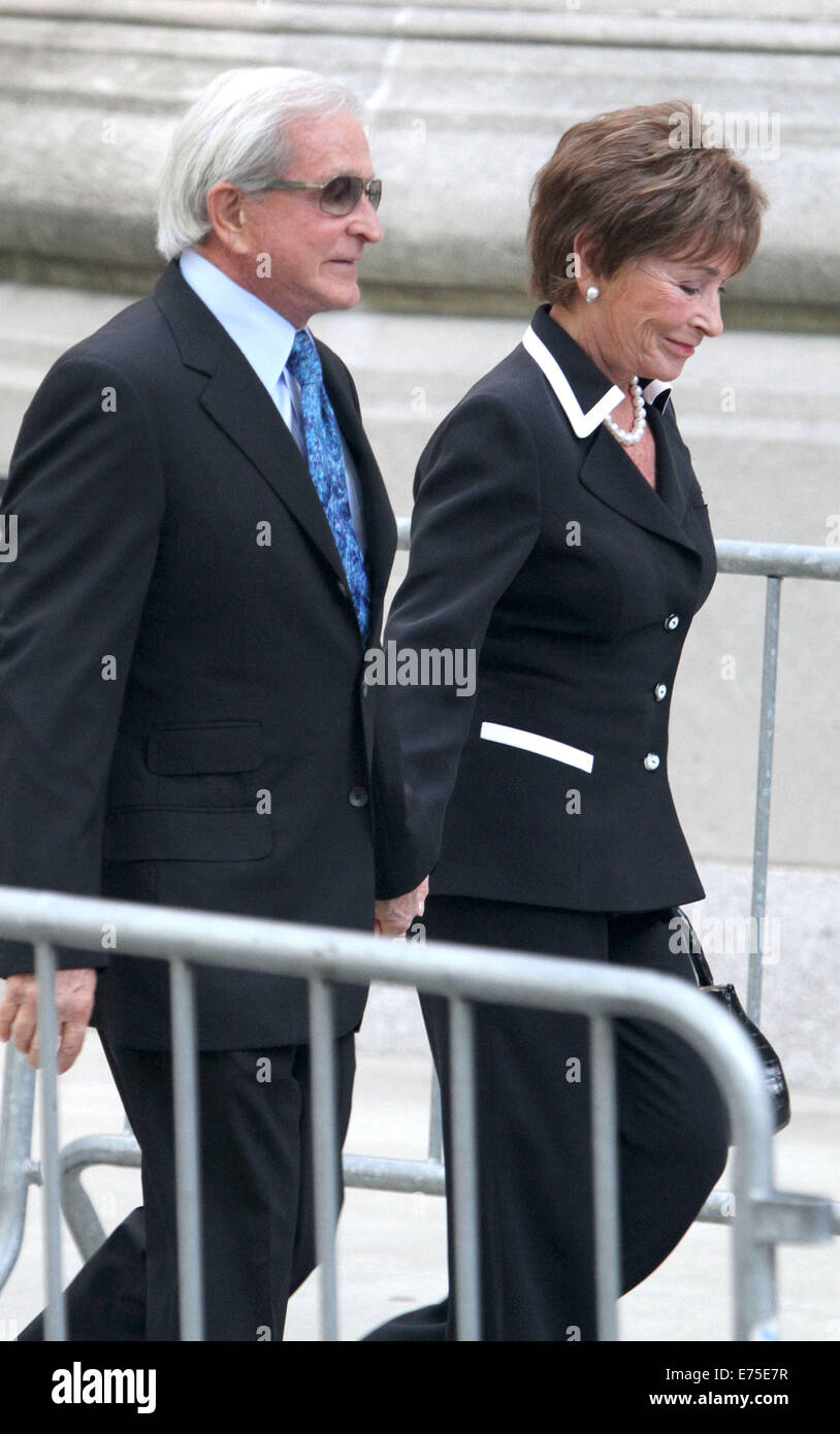 New York, New York, USA. 6th Sep, 2014. JUDITH SHEINDLIN (JUDGE JUDY) and her husband JERRY SHEINDLIN arrive for the private funeral service of Joan Rivers held at Temple Emanu-El located on 5th Avenue. Credit:  Nancy Kaszerman/ZUMA Wire/Alamy Live News Stock Photo