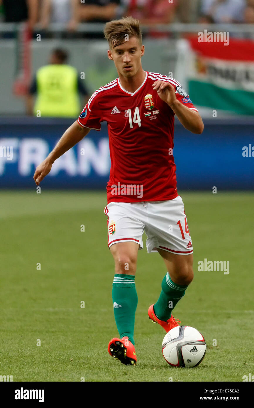 Budapest, Hungary. 7th September, 2014. Hunagrian new national player Balazs Balogh during Hungary vs. Northern Ireland UEFA Euro 2016 qualifier football match at Groupama Arena on September 7, 2014 in Budapest, Hungary. Credit:  Laszlo Szirtesi/Alamy Live News Stock Photo