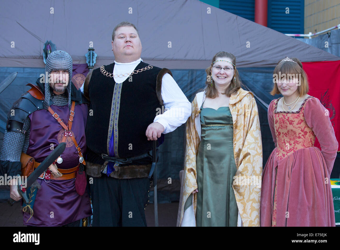 Calgary, Canada. 7th September, 2014.  Members of the live action role-playing group Alliance Alberta attend the inaugural Princess Prance at Eau Claire Market. The event raised funds for the Children's Wish Foundation to help grant wishes to children with life threatening illnesses. Credit:  Rosanne Tackaberry/Alamy Live News Stock Photo