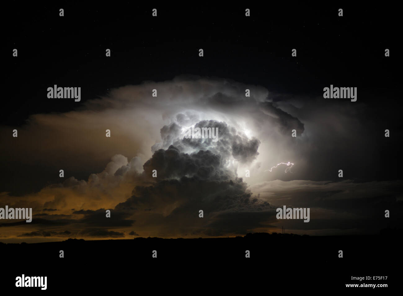 Night-time thunderstorm cumulonimbus. Stock Photo
