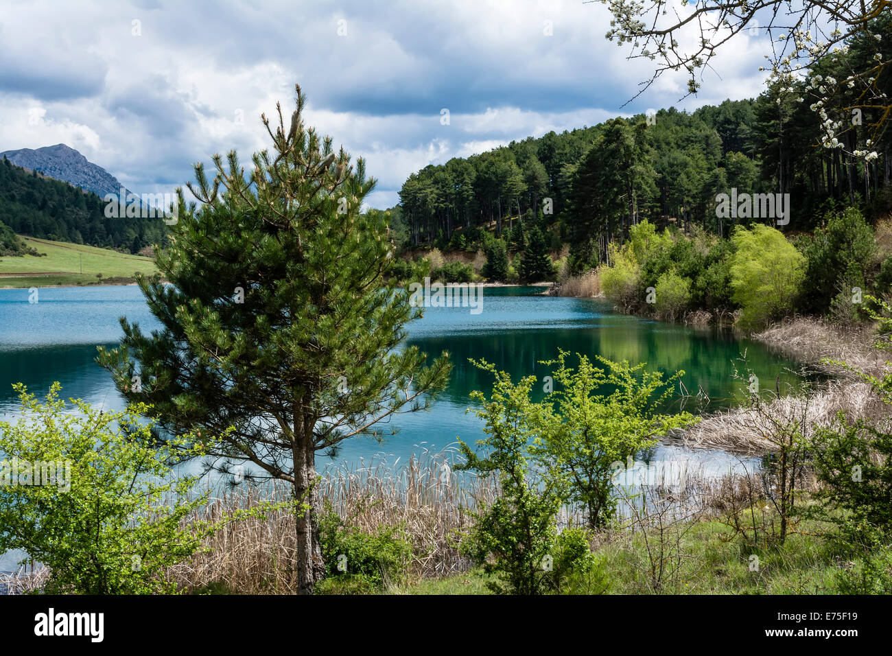 A blue lake under a cloudy sky - landscape Stock Photo - Alamy