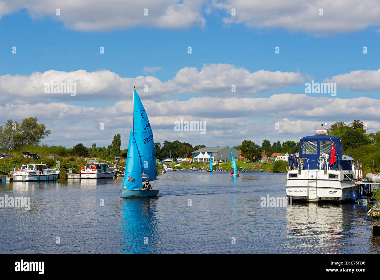 Sailing dinghy on the River Ouse at Naburn, near York, North Yorkshire, England UK Stock Photo