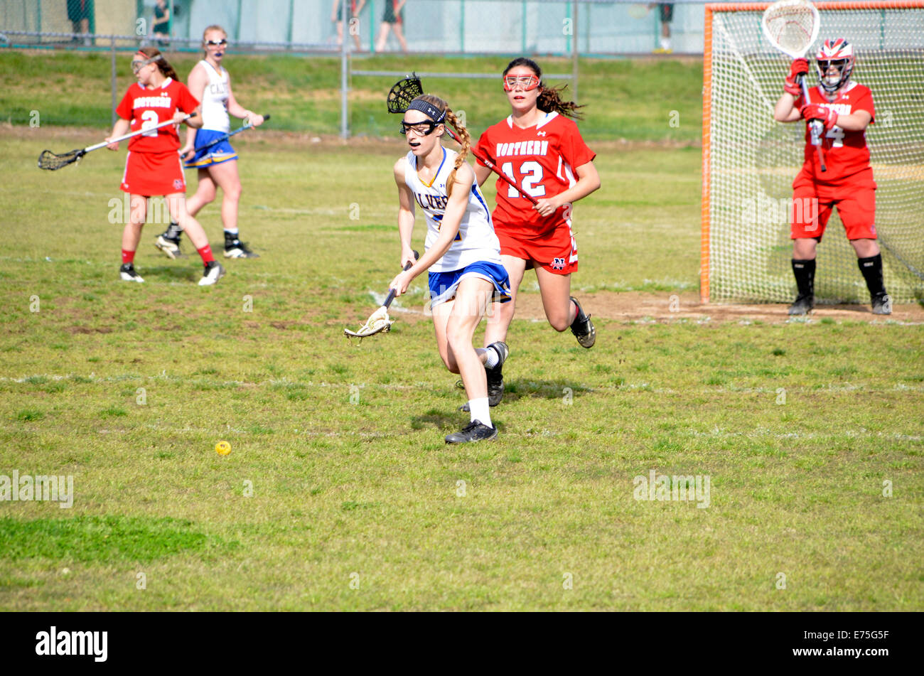 Girl's high school lacrosse game Stock Photo Alamy