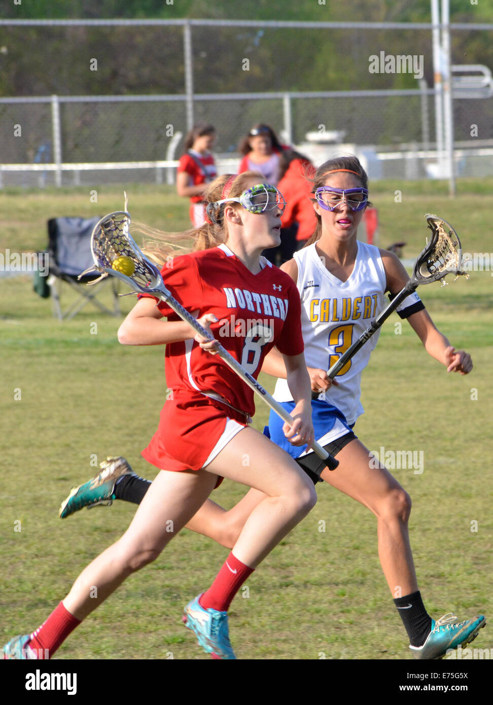 Girls High school lacrosse game Stock Photo Alamy