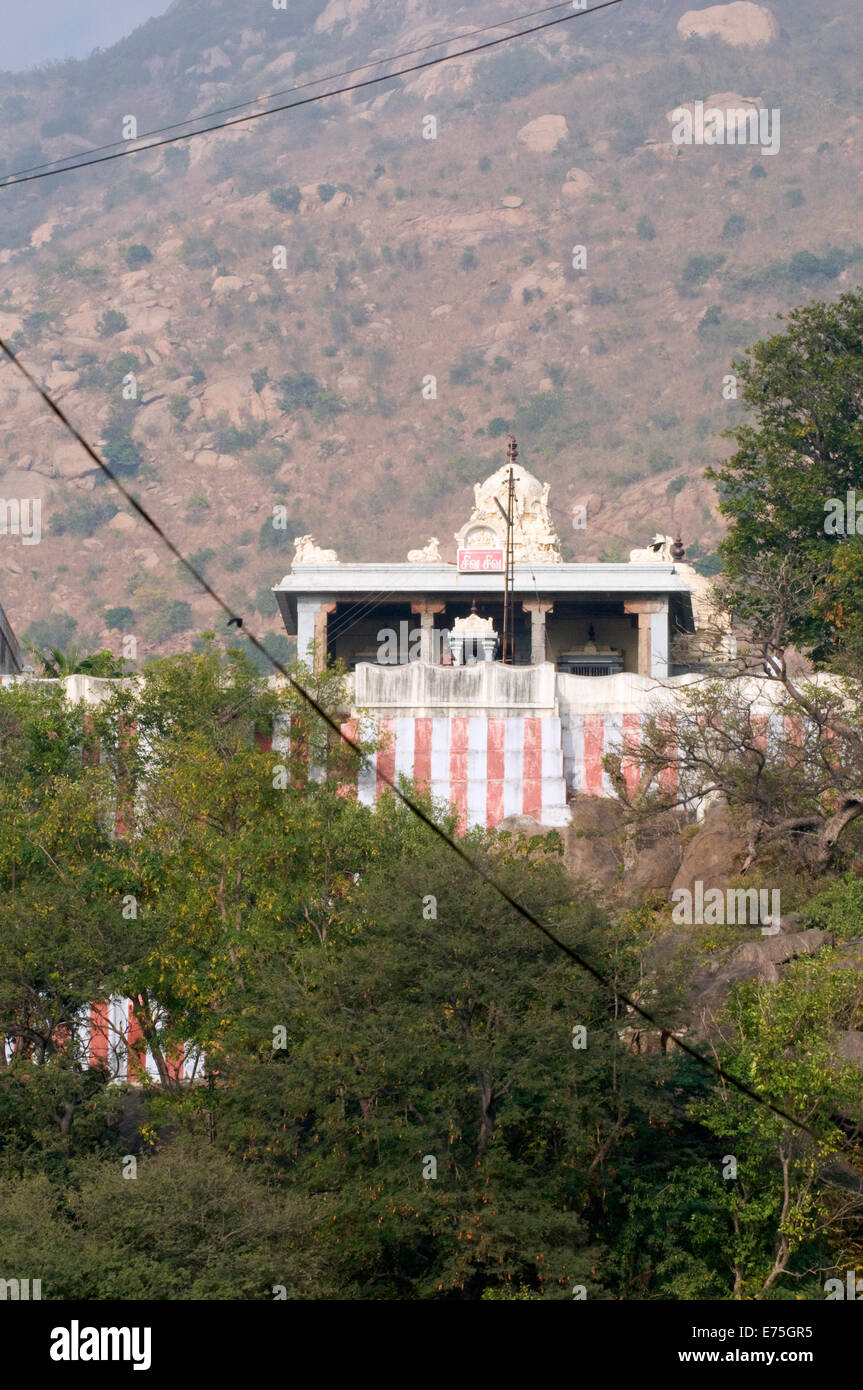 Hindu Temple at the foot of the sacred hill of Arunachala made famous recently by Sri Ramana Maharshi Tiruvannamalai South India Stock Photo