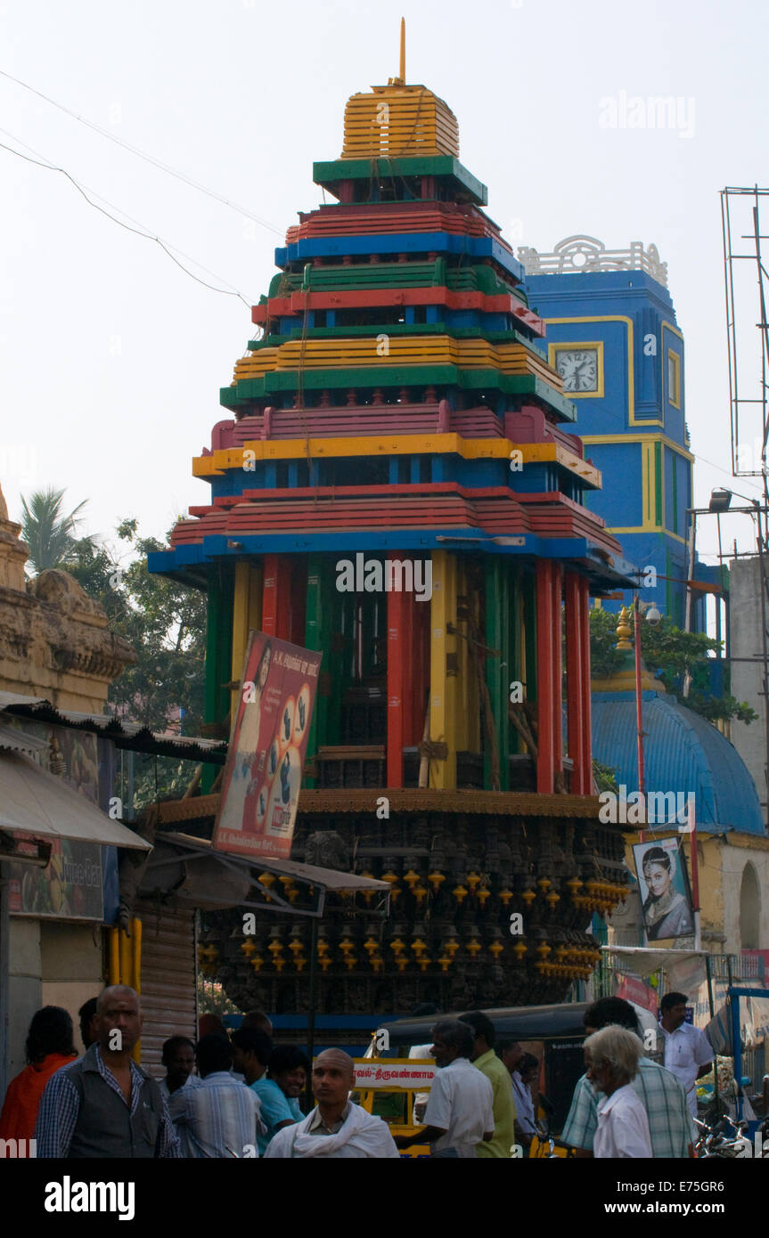 Temple cars are chariots used to carry representations of Hindu gods