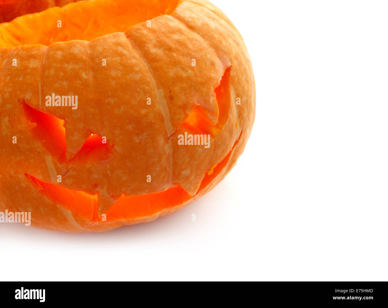Glowing Halloween Pumpkin isolated on white background Stock Photo - Alamy