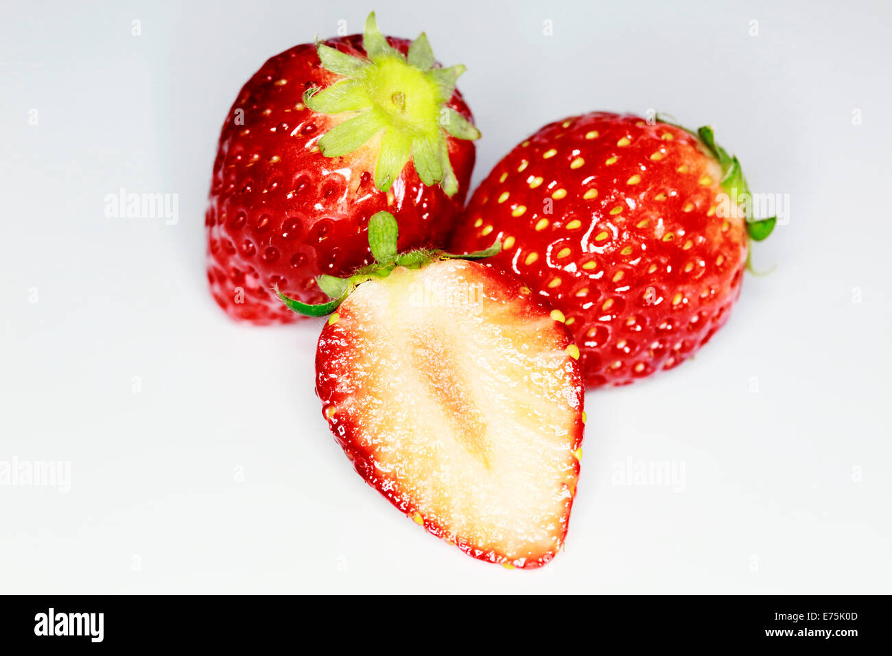 Fresh strawberries were placed on a white background Stock Photo - Alamy