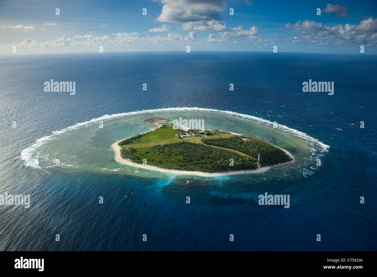 Aerial of Lady Elliot Island, Great Barrier Reef QLD Australia Stock Photo