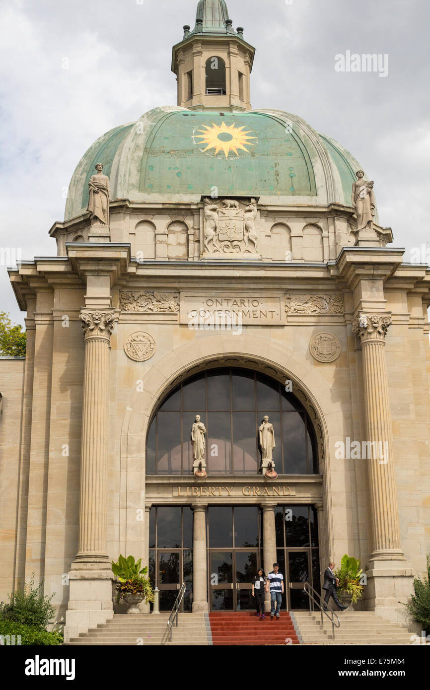 South face of the three sided Liberty Grand Building (formerly Ontario Government Building) on the CNE Grounds in Toronto Ontari Stock Photo