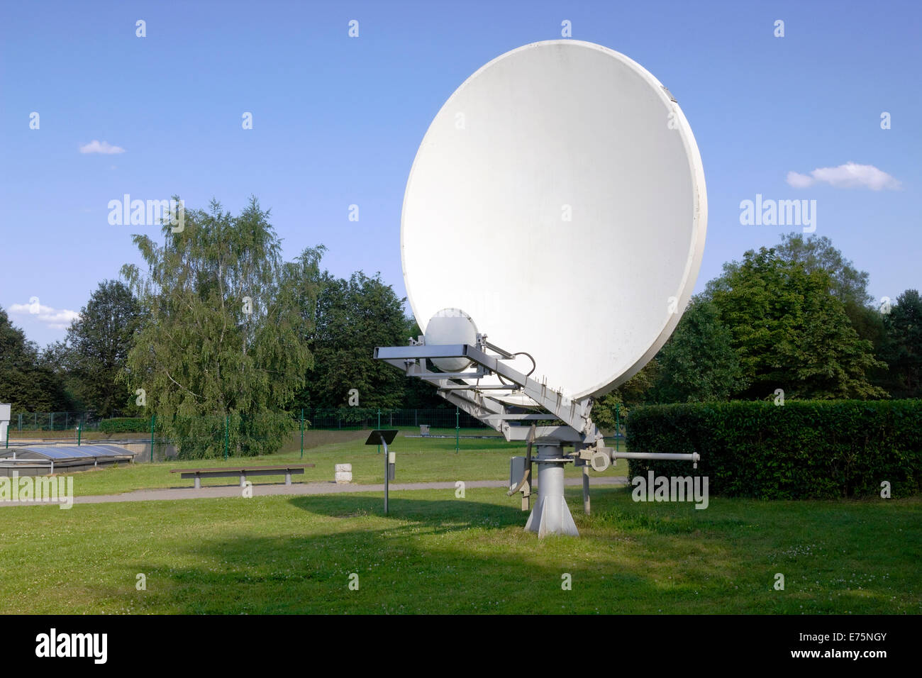 Parabolic retro antenna of space information  communication and television Stock Photo