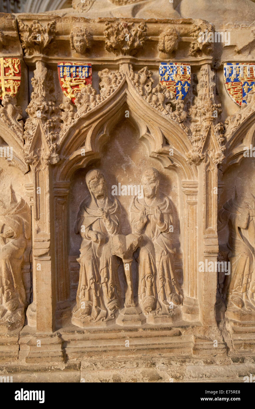 Detail of carving from the tomb of St Hugh (d. 1200AD ), Lincoln Stock