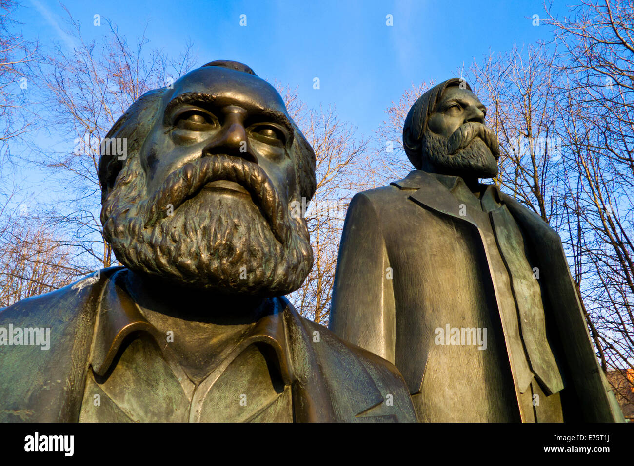 Bronze figures, monument of Karl Marx and Friedrich Engels, Marx-Engels-Forum, Berlin, Germany Stock Photo