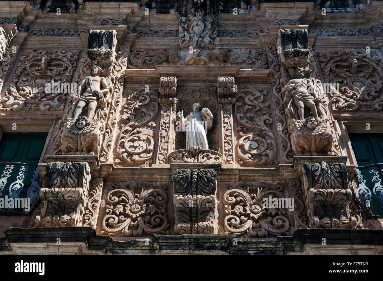Ornamented gate of the Bonfirm church in the Pelourinho, Salvador da Bahia, Brazil Stock Photo