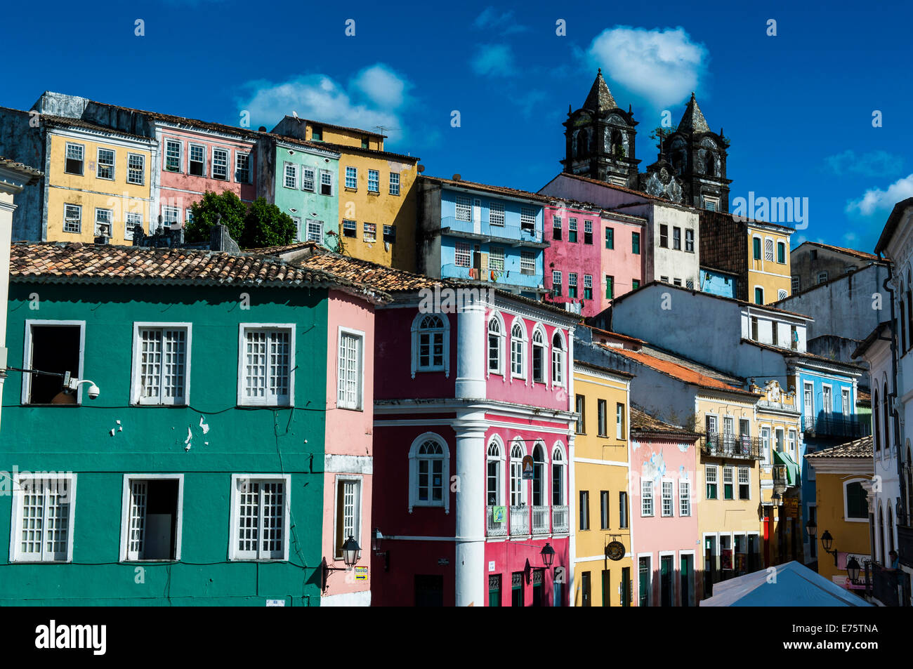 Colonial architecture in the Pelourinho, Salvador da Bahia, Brazil Stock Photo