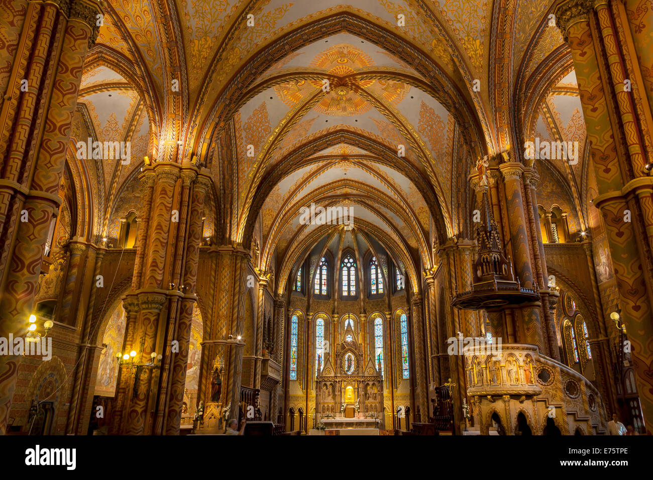 Interior of Matthias Church, Budapest, Hungary Stock Photo