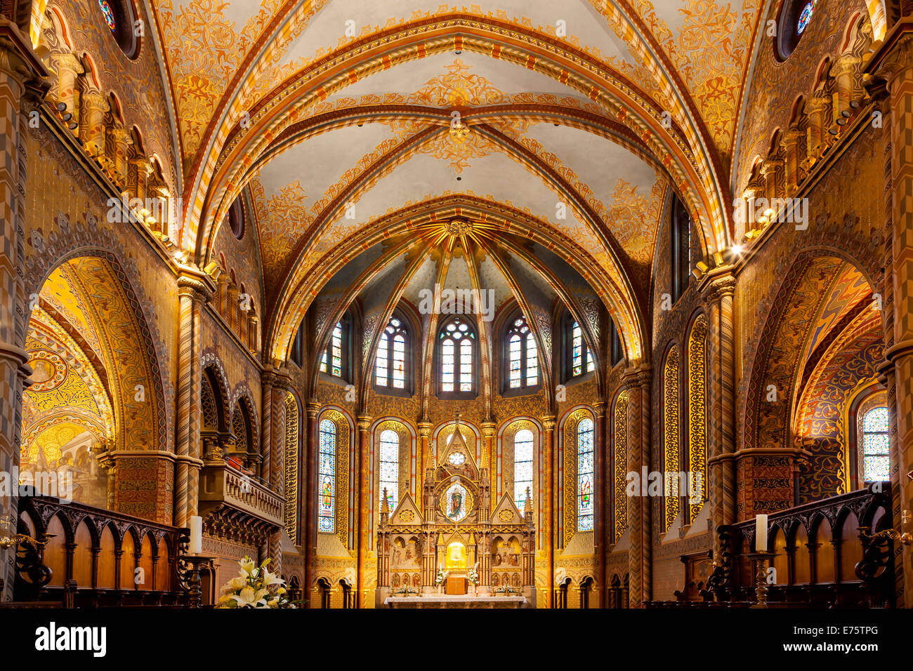 Interior of Matthias Church, Budapest, Hungary Stock Photo