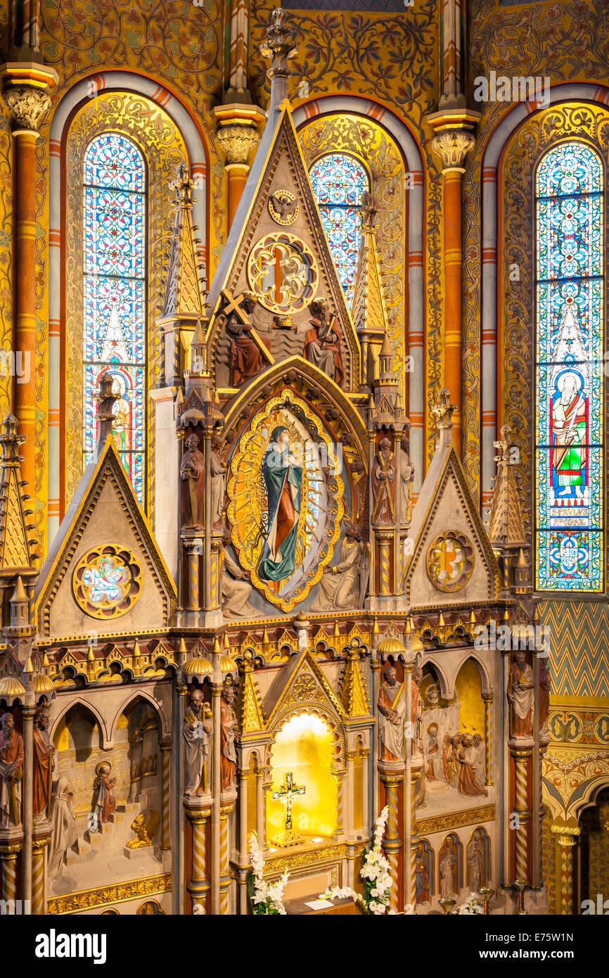 Altar of Matthias Church, Budapest, Hungary Stock Photo