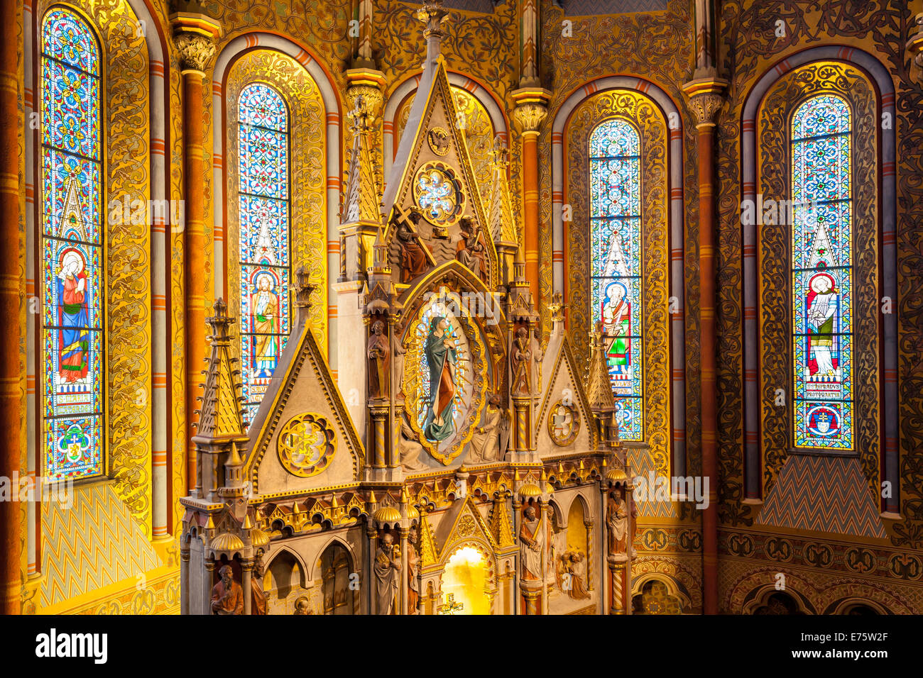 Altar of Matthias Church, Budapest, Hungary Stock Photo