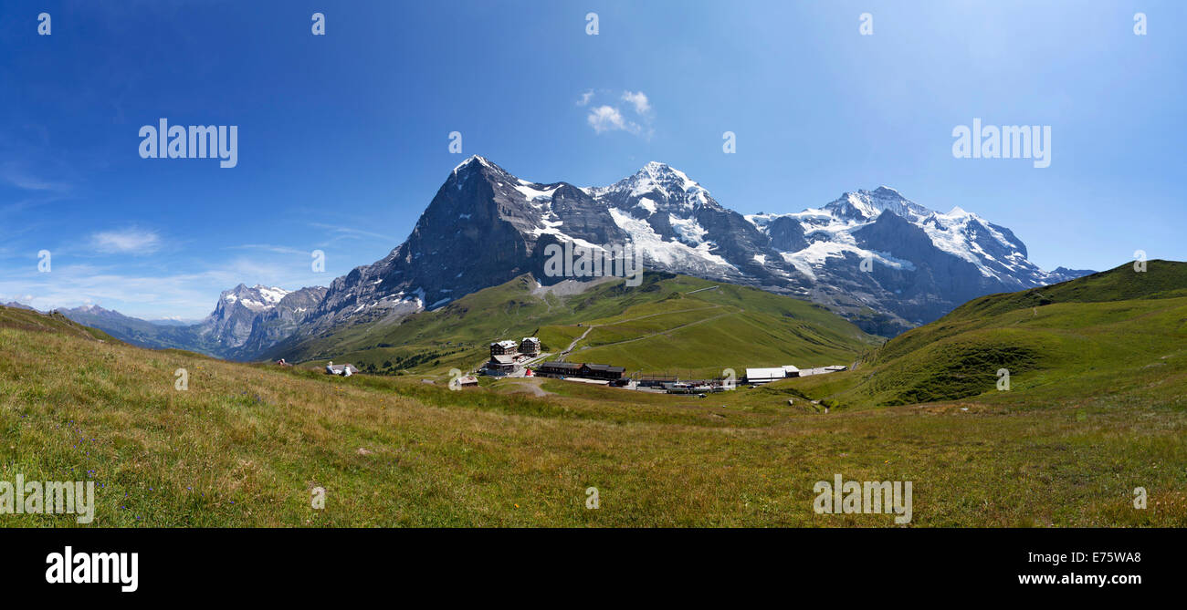 Jungfrau Massif, Eiger, Mönch and Jungfrau mountains, Kleine Scheidegg mountain pass, Grindelwald, Bernese Oberland Stock Photo