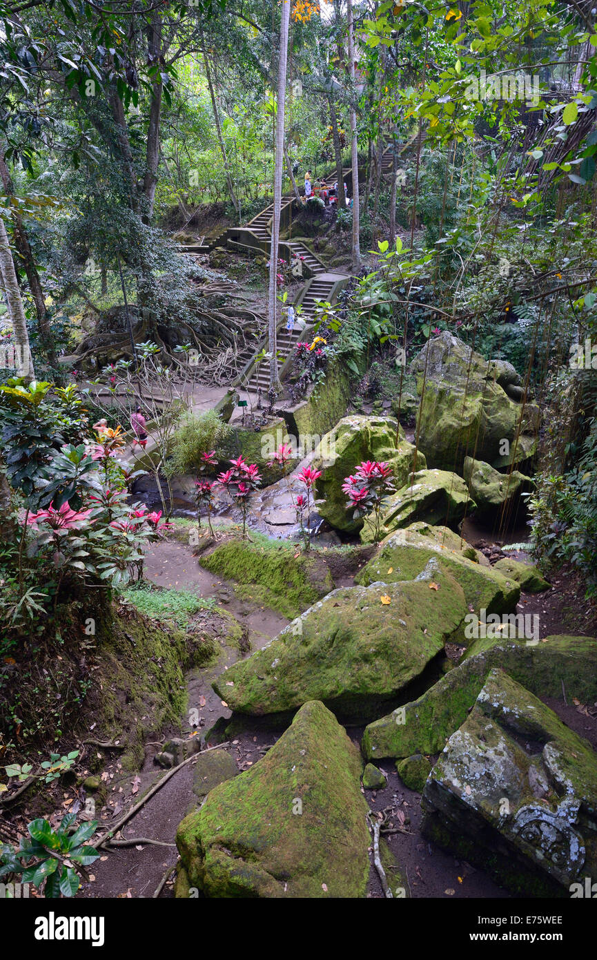 Huge basalt boulders at Goa Gaja Elephant Temple, Bali, Indonesia Stock Photo